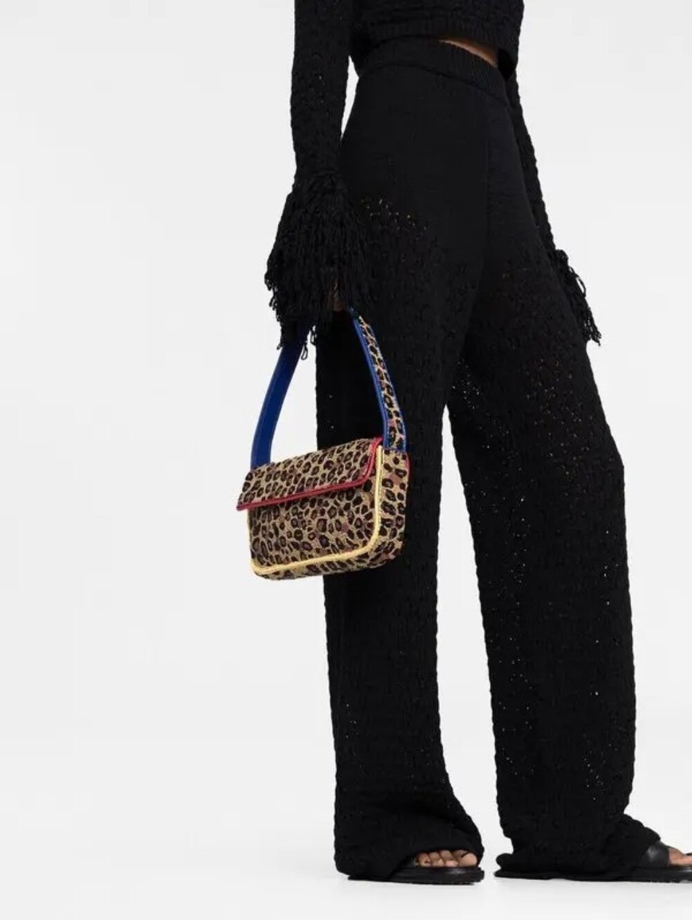 Staud tommy beaded bag in leopard print